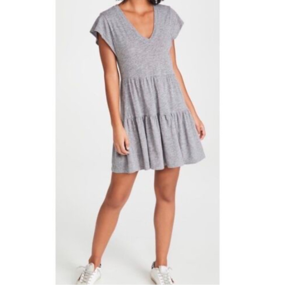 Monrow Heather Gray V-Neck Dress